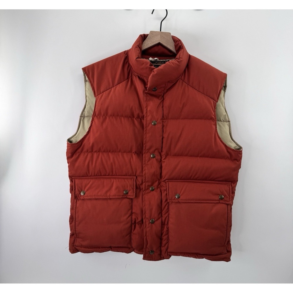 Vintage Eddie Bauer Vest Men's XL Goose Down USA Made Gorpcore 80s Burnt Orange